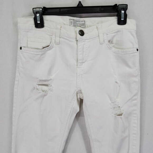 Current Elliott Jeans Womens 26 White Raw Straight High Waist Distressed Denim - Picture 9 of 14